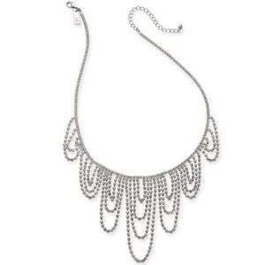 INC International Concepts Silver-Tone Crystal Chain Dripping Statement Neckl